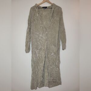 denim & co longline wide pockets button front cardigan, sz 1x